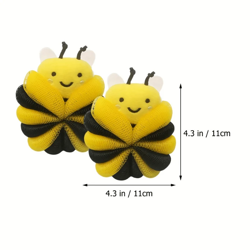 (4 Pieces) Cartoon Bee Bath Sponge Shower Sponge Balls for Exfoliating
